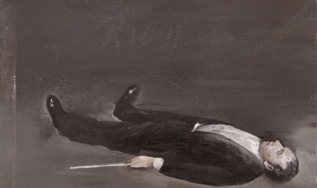 Vangelis Gokas, "The dead orchestra conductor", Oil on canvas, 30x40cm