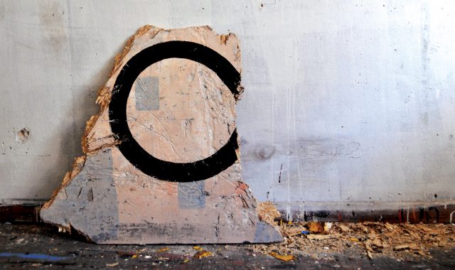 M. 2011. coatings and axe on wood. 69x74cm