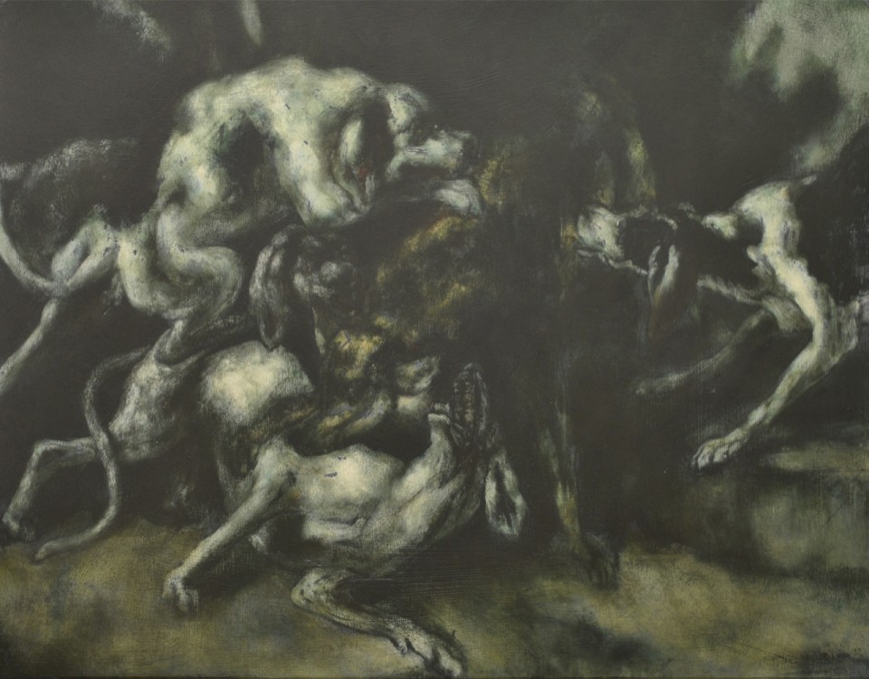 Ilias Papailiakis, The Winner takes All #2, 2004, oil on wood, 48 x 62 cm