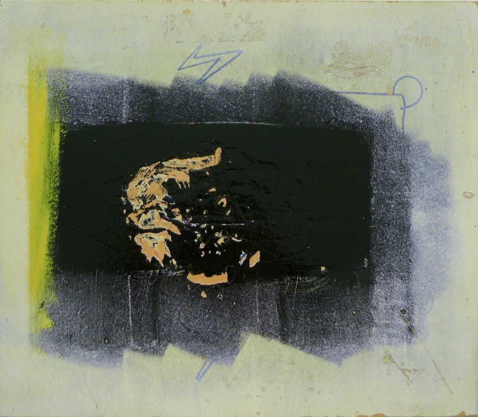 Thunder, 2014, enamel paint on wood, 36 x 41,5 cm