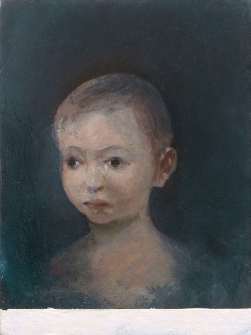 Vangelis Gokas, Untitled (child II), 2014, oil on wood, 20 x 15 cm