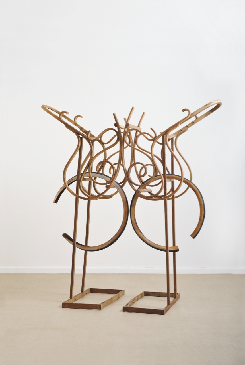 Savvas Christodoulides,
Strolling through the woods with the bicycle, 2011
Wood, rubber
200 x 80 x 150 cm
