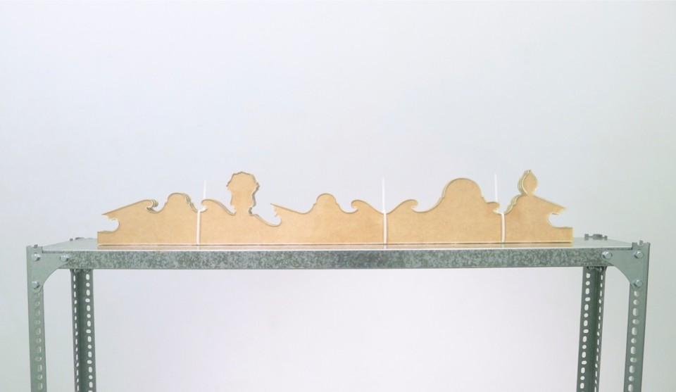 Irini Bachlitzanaki, Exhibit, 2014 clear acrylic, mdf, security loop ties and custom-made dexion stand 113 x 120 x 20 cm