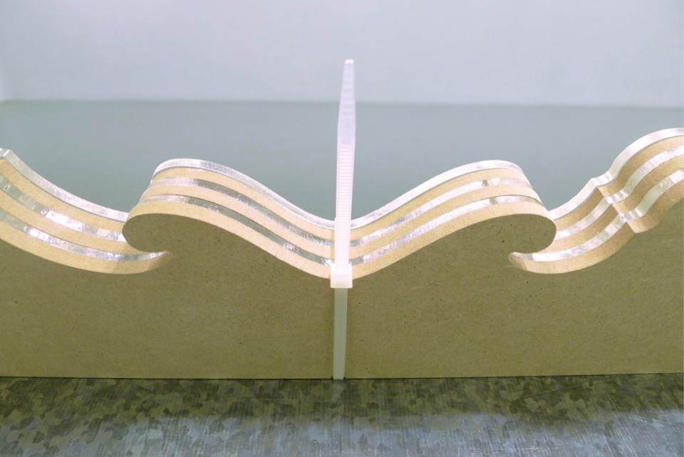 Irini Bachlitzanaki, Exhibit, 2014 clear acrylic, mdf, security loop ties and custom-made dexion stand 113 x 120 x 20 cm (detail)