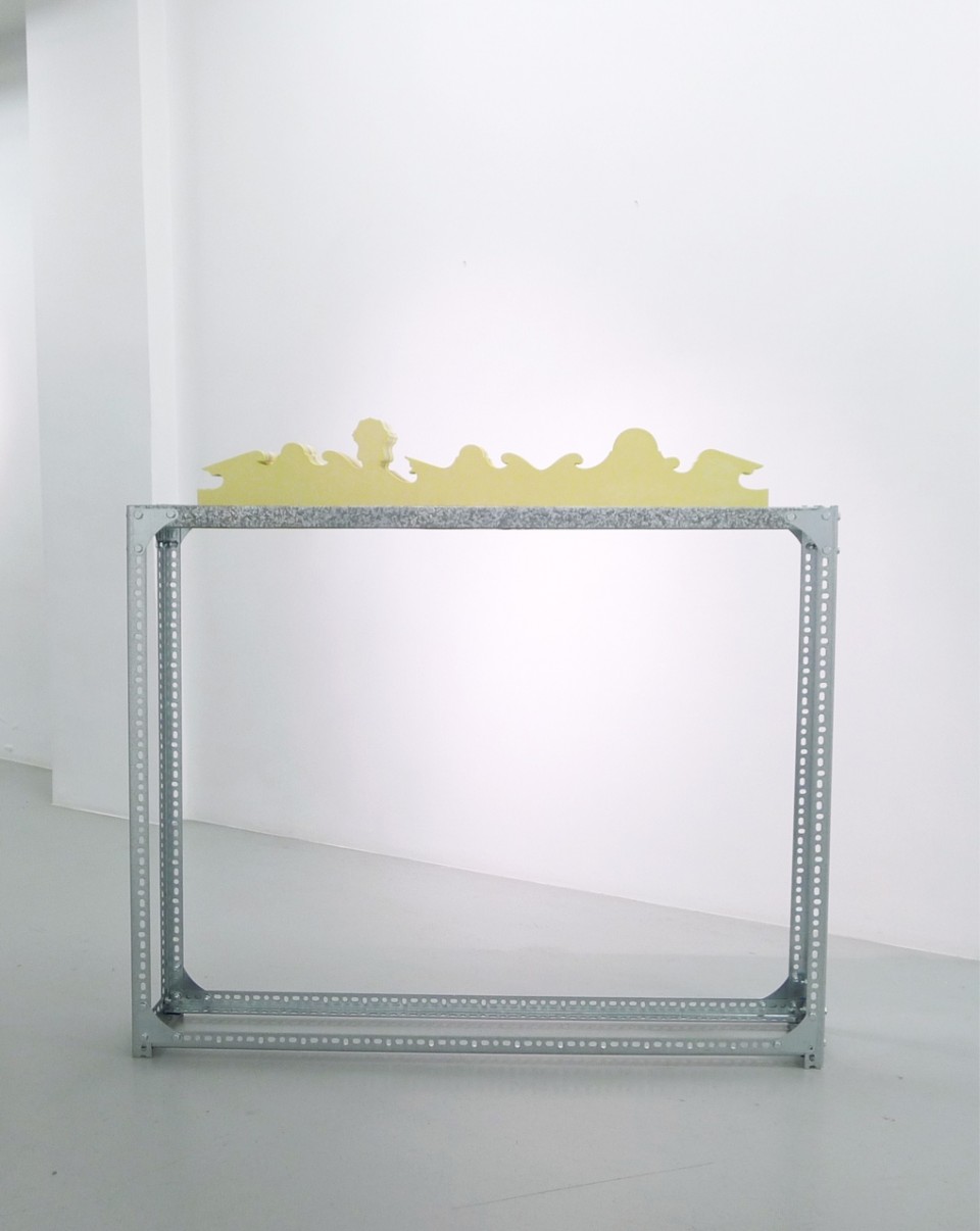 Untitled (colour), 2015, Tinted plaster (giluform) and custom-made dexion stand,  115 x 120 x 20 cm