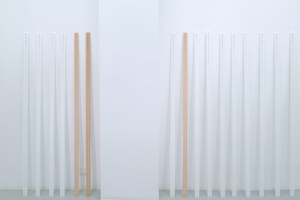 Untitled, 2015, Plaster (giluform), Ιnstallation dimensions variable,  (150 x 3,7 x 0,7 cm each)