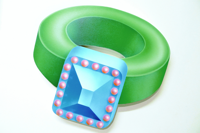 Pavlos Tsakonas, Inflatable Palm Tree, 2013, acrylics on plywood, 35 x 30 cm, courtesy CAN Gallery, Athens