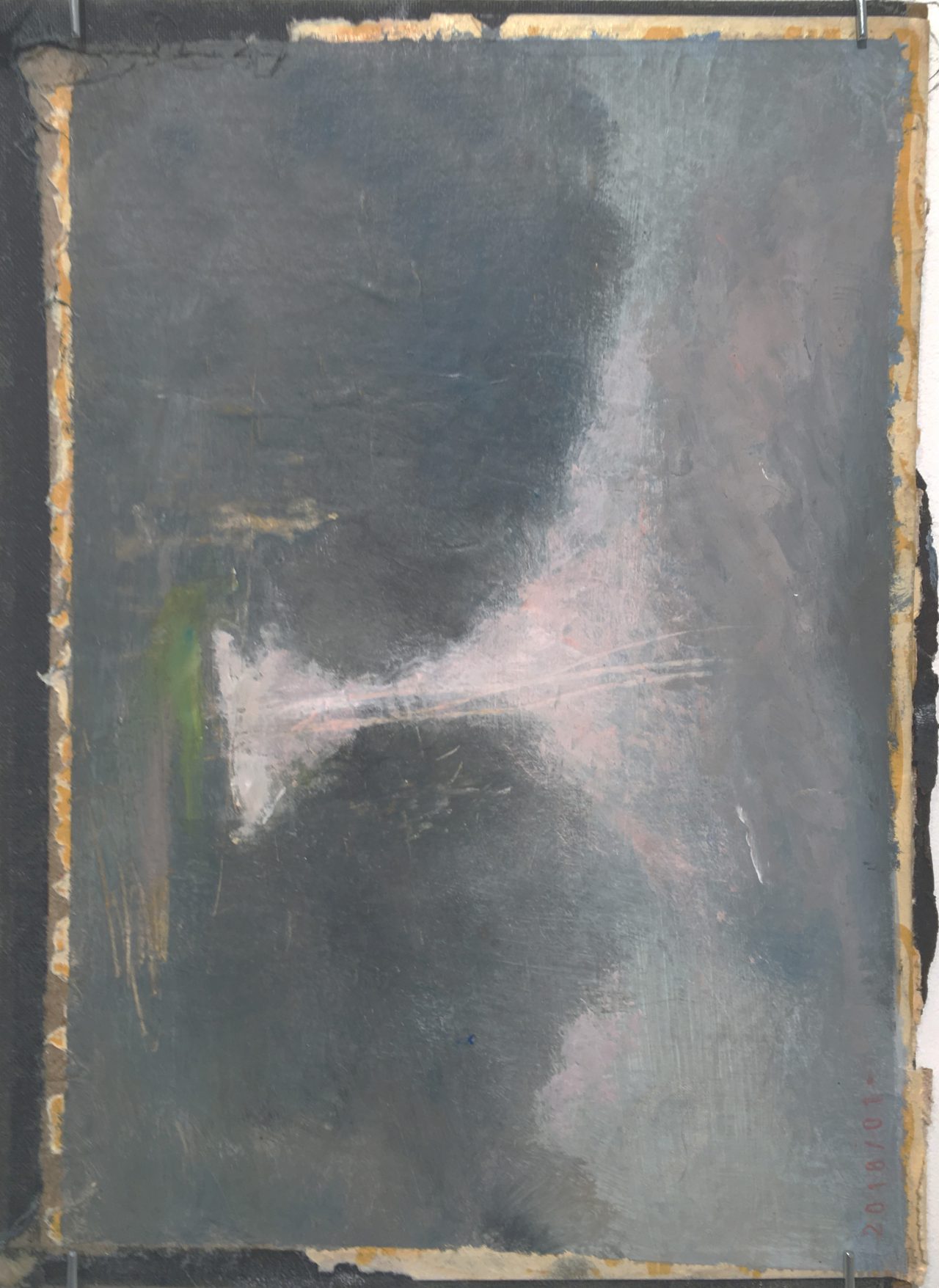 Untitled, 2017   								 
oil on book cover				
29 x 21 cm
