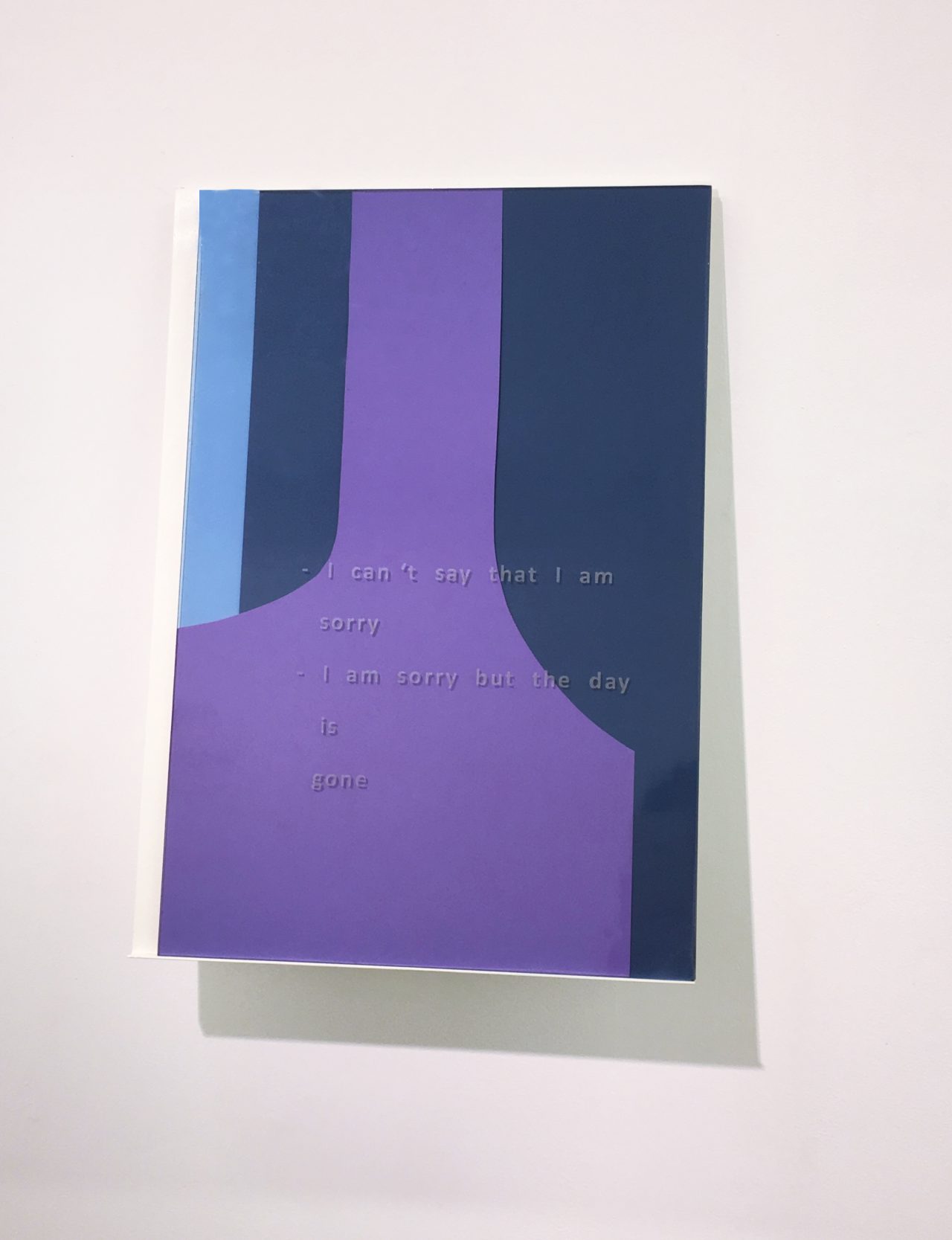 Untitled, 2018, sandblasting on spectrum glass, colοred cardboard, metal, 35 x 50 x 8 cm