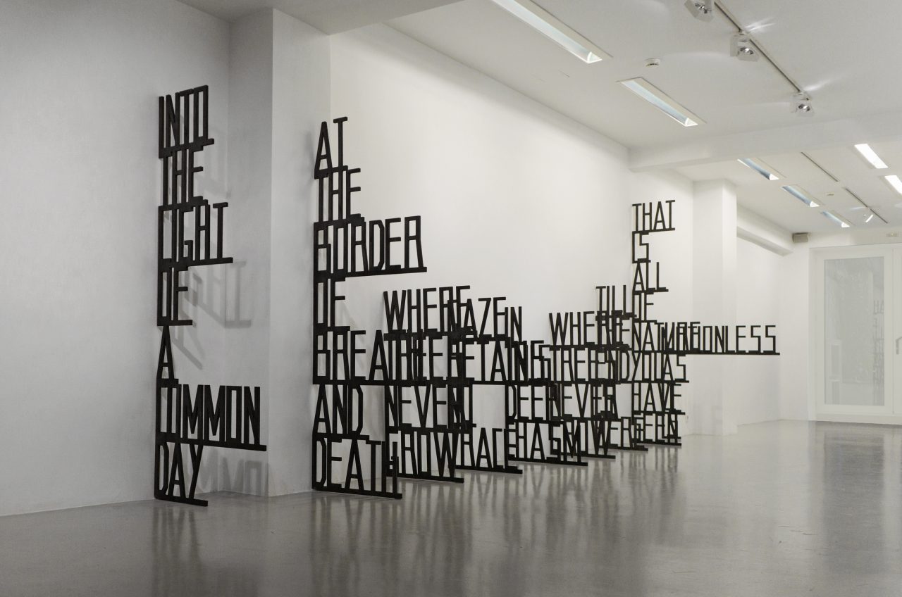 Where trees never grow, 2018, plywood, ink, 680 x 236 x 116 cm