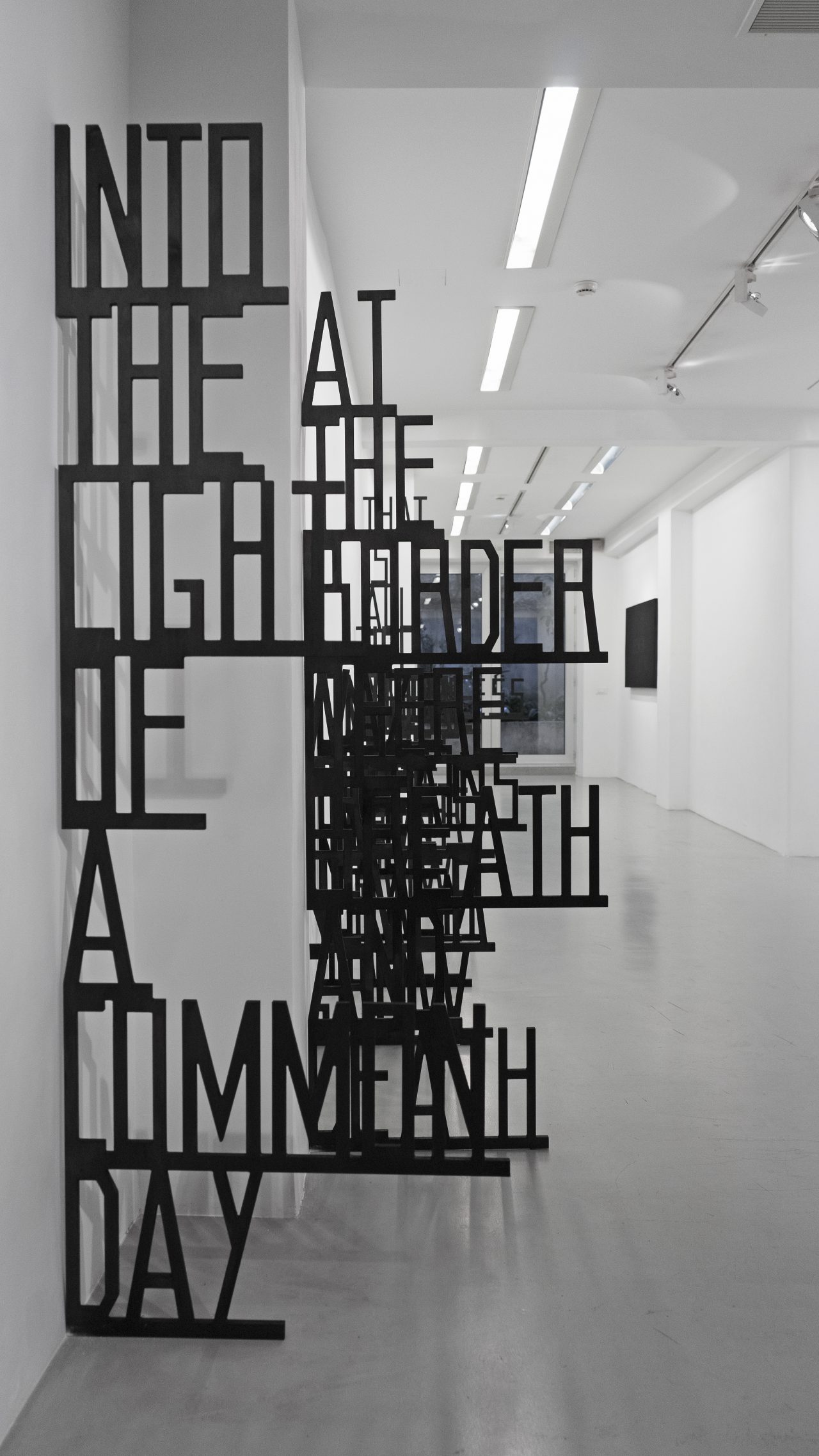 Where trees never grow, 2018, plywood, ink, 680 x 236 x 116 cm