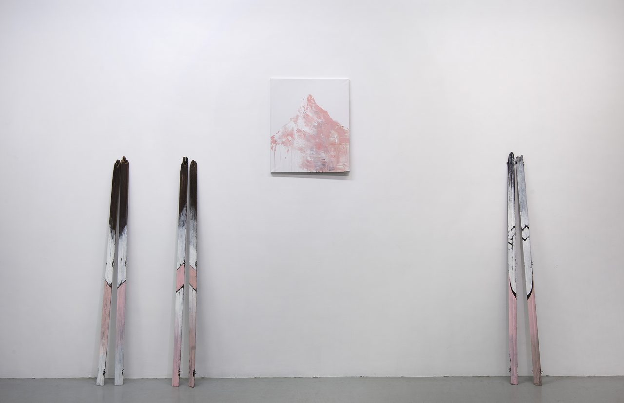 Snow, 2018, acrylics on canvas, acrylics on wooden blinds, variable dimensions 